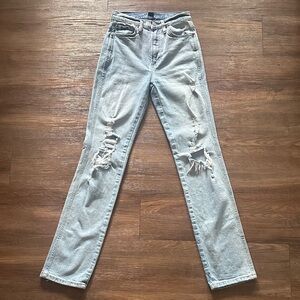 Arizona Jean Company Light Blue Distressed Straight Leg Jeans